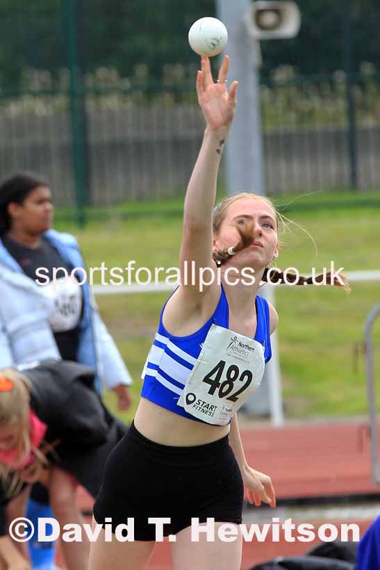Womens under-17s shot putt, 2023 Northern Under-13s, Under-15s and Under-17s, Middlesbrough.  Photo: David T. Hewitson/Sports for All Pics